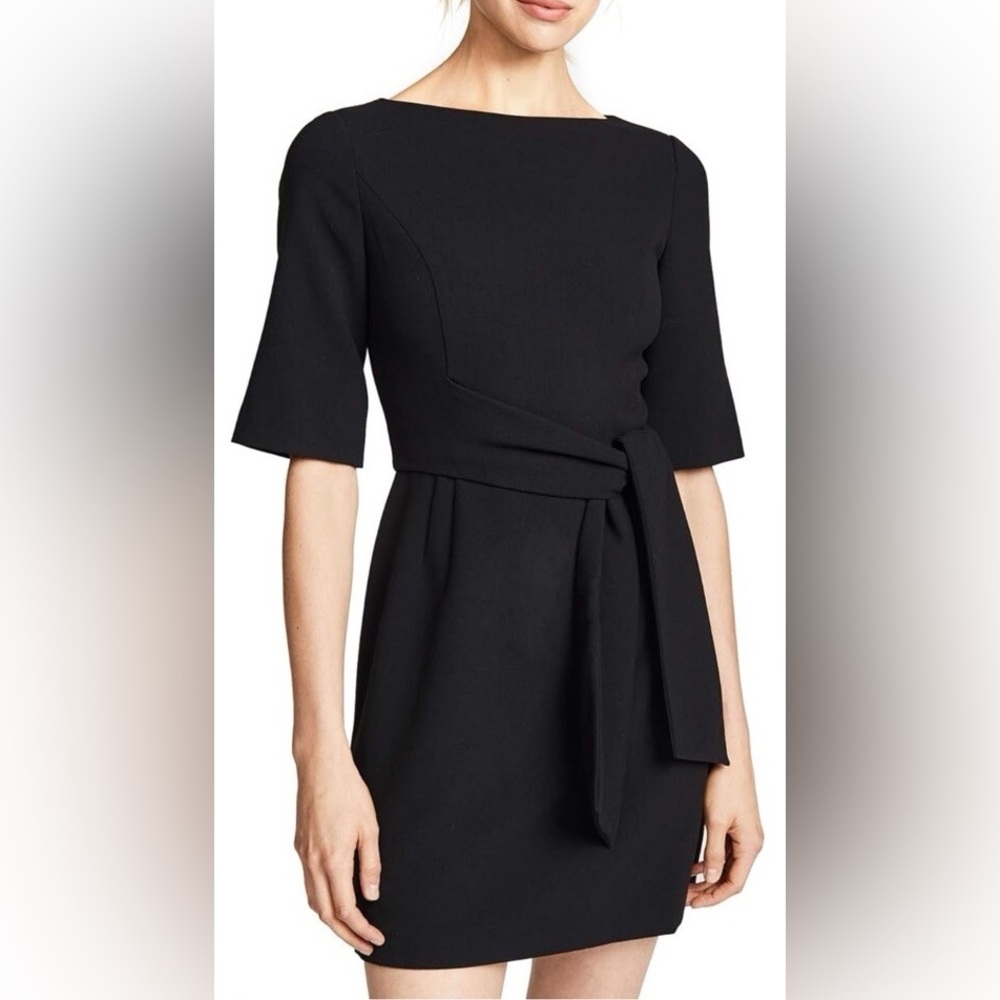 Alice + Olivia Virgil Boat Neck Wrap Dress Black Sz 2